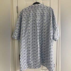 Harbor Bay Short Sleeve Button Down Blue Fish Print Size 5XL